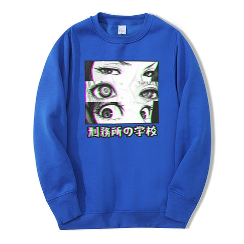 Image of Japón Anime de la prisión de la escuela los ojos triste hombres Sudadera con capucha de Primavera de 2019 de invierno Gran oferta Casual Loose Fit Hip Hop moda Jersey
