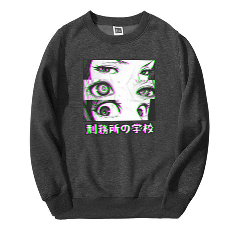 Image of Japón Anime de la prisión de la escuela los ojos triste hombres Sudadera con capucha de Primavera de 2019 de invierno Gran oferta Casual Loose Fit Hip Hop moda Jersey