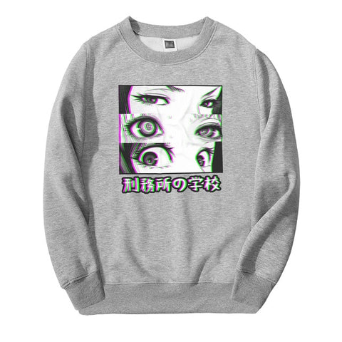 Image of Japón Anime de la prisión de la escuela los ojos triste hombres Sudadera con capucha de Primavera de 2019 de invierno Gran oferta Casual Loose Fit Hip Hop moda Jersey