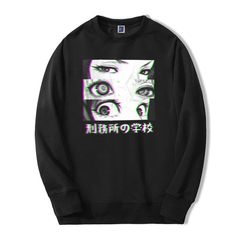 Image of Japón Anime de la prisión de la escuela los ojos triste hombres Sudadera con capucha de Primavera de 2019 de invierno Gran oferta Casual Loose Fit Hip Hop moda Jersey