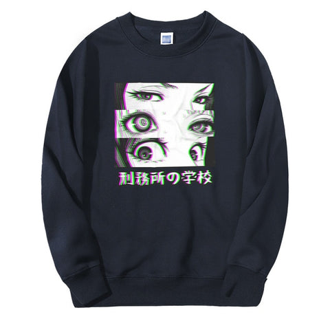 Image of Japón Anime de la prisión de la escuela los ojos triste hombres Sudadera con capucha de Primavera de 2019 de invierno Gran oferta Casual Loose Fit Hip Hop moda Jersey