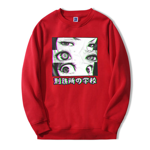 Image of Japón Anime de la prisión de la escuela los ojos triste hombres Sudadera con capucha de Primavera de 2019 de invierno Gran oferta Casual Loose Fit Hip Hop moda Jersey
